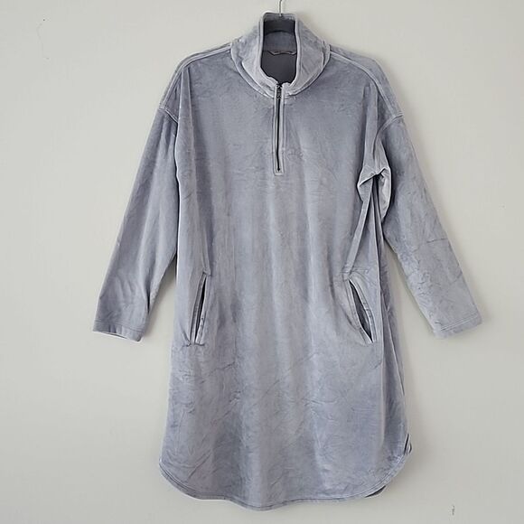 Soft Surroundings Auberon Mini Dress Coziest Zip-Up Tunic Pullover Silver S (12) - Picture 2 of 8